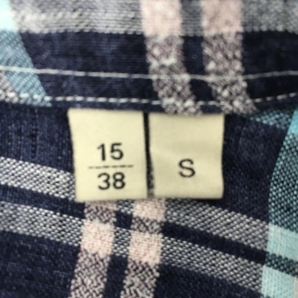 Culturata Blue/Pink/White Tailored Fit Linen Button Up Shirt - Size S - 15/38 - Picture 9 of 14